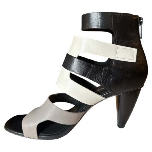 Donald Pliner Paula Strappy High Heel Sandals - Black, White & Gray - Picture 4 of 8